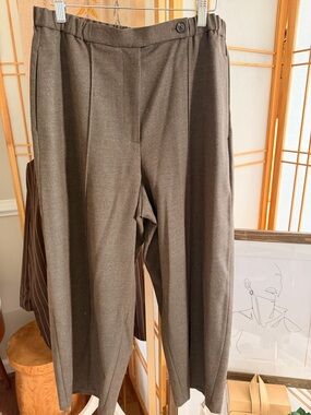 Massimo Dutti Wool Blend Trousers Brown High Waist Straight Leg Size 8